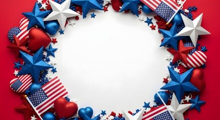 Obraz premium Memorial day patriotic wreath stars stripes and remembrance