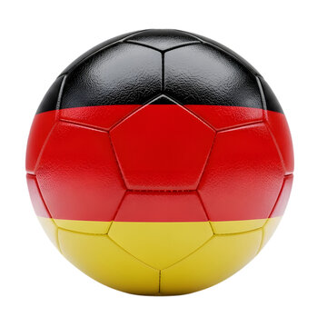 A soccer ball with the German flag on transparent background