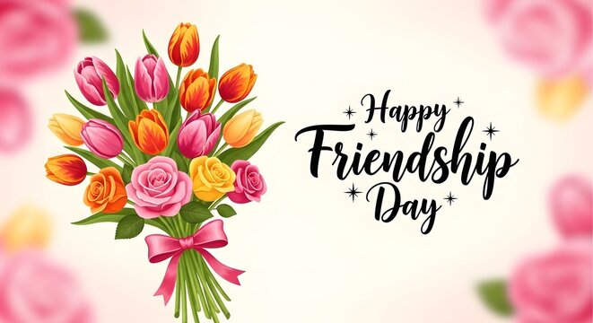 Happy international friendship day vibrant tulips floral wishes for beloved friends