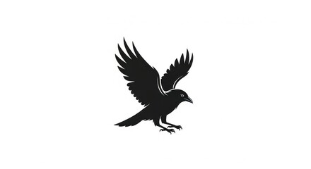 Obraz premium Black eagle silhouette vector illustration of a flying bird of prey with open wings isolated on white for a nature symbol or tattoo design