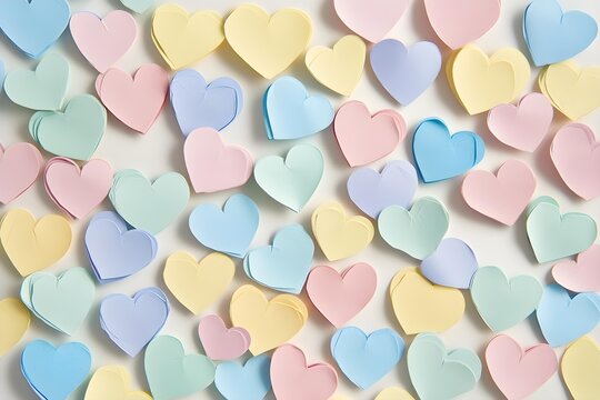 Seamless Background of multicolor Paper Hearts