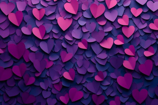 Seamless Background of magenta Paper Hearts