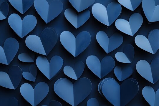 Seamless Background of navy blue Paper Hearts