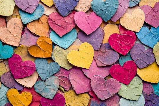 Seamless Background of multicolor Paper Hearts