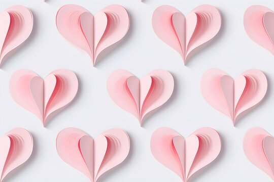 Seamless Background of pink Paper Hearts