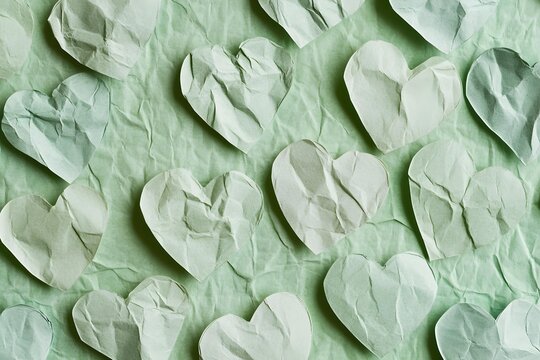 Seamless Background of green Paper Hearts