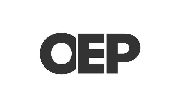 OEP logo design template with strong and modern bold text. Initial based vector logotype featuring simple and minimal typography. Trendy company identity.