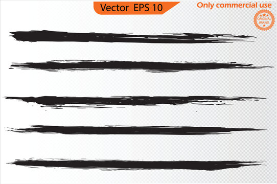 Black Ink Brush Strokes Set &ndash; Grunge Paint Lines, Ink Splatter and Paint Stroke Collection, EPS 10 Vector Clip Art Elements