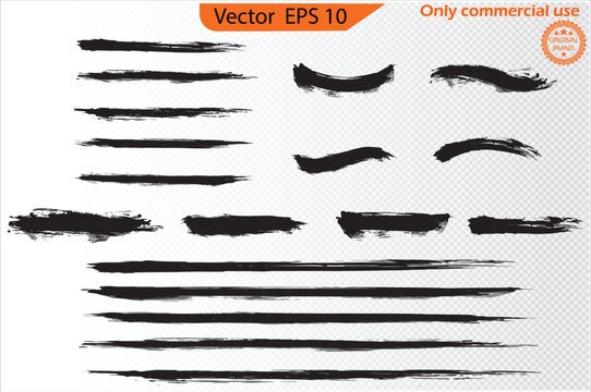 Black Ink Brush Strokes Set &ndash; Grunge Paint Splatter and Brush Stroke Collection, Clip Art, EPS 10