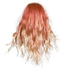 Naklejka premium 3D rendered long female curly hair isolated on a transparent background