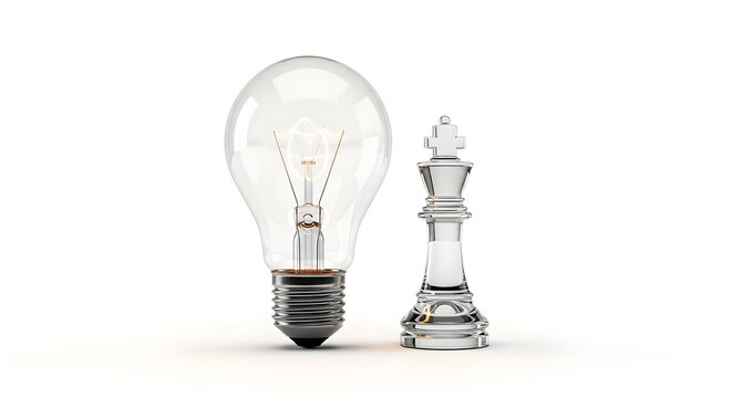 Strategic idea and business leadership concept with chess and lightbulb