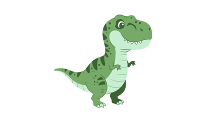 Obraz premium A playful cartoon dinosaur walking on a plain background with a friendly expression.