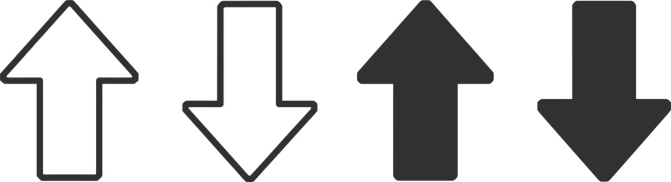 Up and down arrow vector set, navigation direction icon illustration for interface design elements