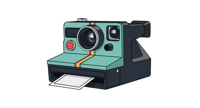 Vintage polaroid camera capturing a moment in time with a developing photo emerging