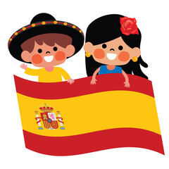 Spanish Kids On Spain Flag © yusufdemirci