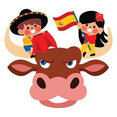 Stop Bullfighting Concept Cartoon Illustration © yusufdemirci