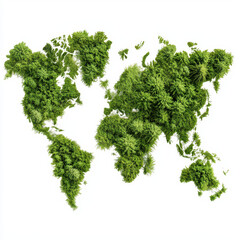 Fototapeta premium World map created from lush green foliage symbolizes environmental awareness and sustainability. This artistic representation highlights importance of nature and conservation efforts globally