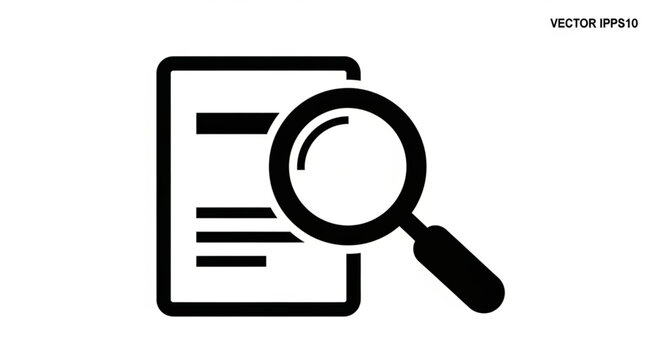 Magnifying Glass on Document Icon.