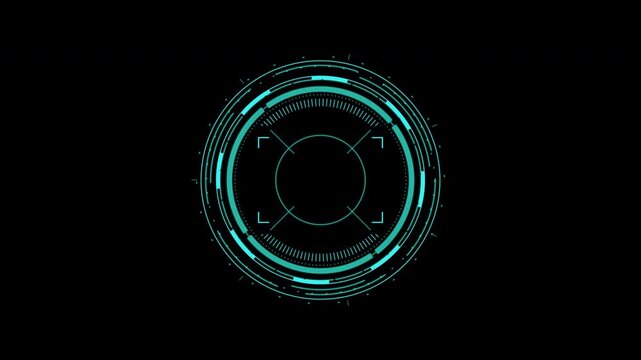 Futuristic hud target aiming digital interface scanning cyber technology suitable for science fiction projects, data visualization, gaming, and technological presentations. Alpha