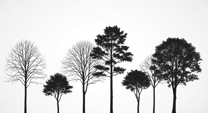 Silhouettes of Various Tree Species.