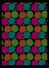 Colorful Abstract Geometric Seamless Pattern with Radial Lines on Black Background