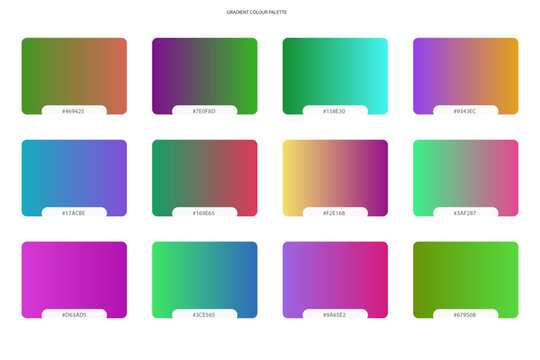 Collection of twelve colorful gradient swatches 2.