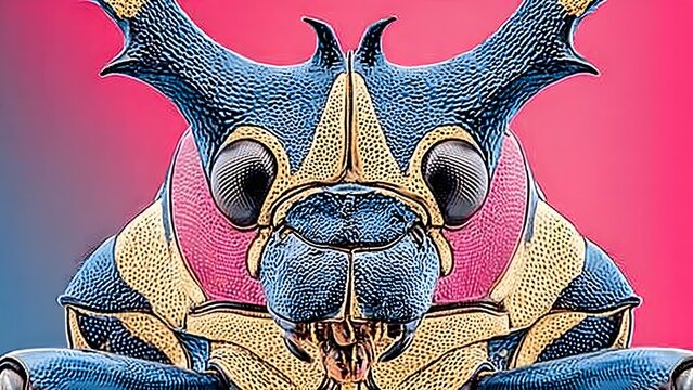 macro beetle close-up, vibrant colors, detailed insect