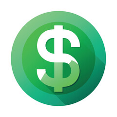 Obraz premium A green dollar sign icon representing money, finance, and wealth in a simple style