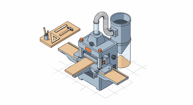 Isometric Woodworking Thickness Planer Machine with Dust Collector and Carpentry Tools