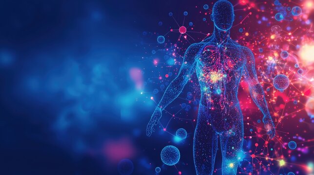 Medical illustration showing autoimmune system attacking healthy organs in lupus disease, antibodies and white blood cells visualized as 3D microscopic elements