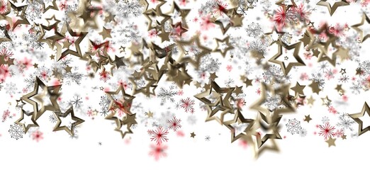 Elegant and festive Christmas background featuring gold stars and snowflakes. Perfect for holiday designs, greetings, and winter themes. Celebra © vegefox.com