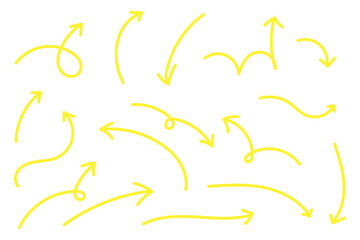 手描き風カーブ矢印セット シンプルな方向指示ラインアイコン素材集 © fii