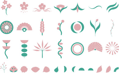 Naklejka premium Abstract floral and decorative elements in pastel colors