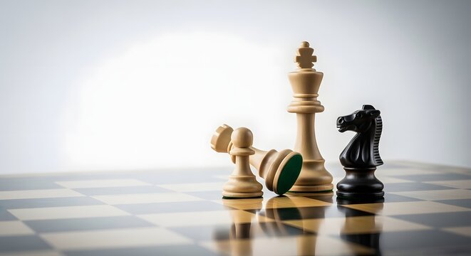 Strategic Moves on a Wooden Board, Creative Photography, Minimalist Environment, Close-up Perspective