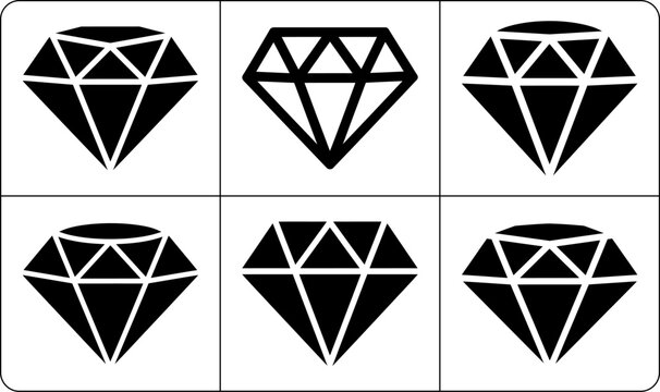 2x3 grid of identical black diamond icons with white outlines on bordered white squares