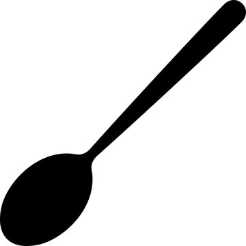 Minimalist, high-quality silhouette vector of a classic spoon transparent PNG. For culinary themes and kitchenware designs. Table spoon symbol. Tea spoon icon.