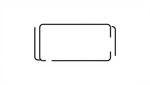 Minimalist black line frame on white background, modern geometric rectangular border, simple outline box for text placement and graphic design