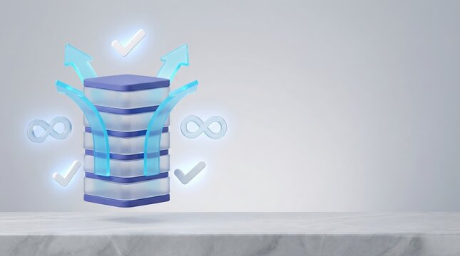 3D distributed network topology symbolizing scalable data storage infrastructure and server clusters