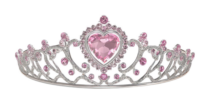 PNG Elegant pink jeweled princess tiara.