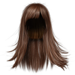 Fototapeta premium 3D rendered female straight hair with bangs, isolated on a transparent background