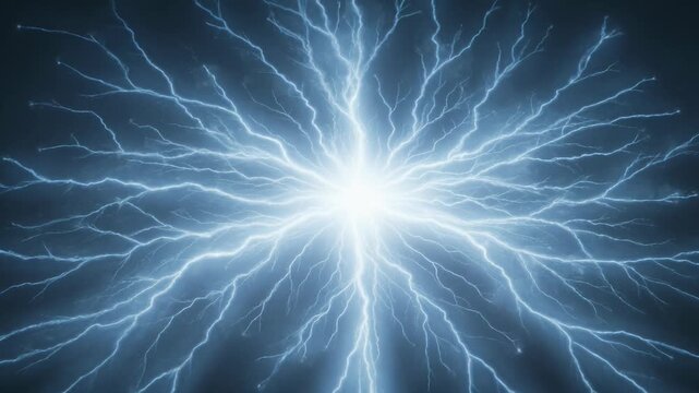 Dramatic and brilliant depiction of energy release, an electric storm striking outwards