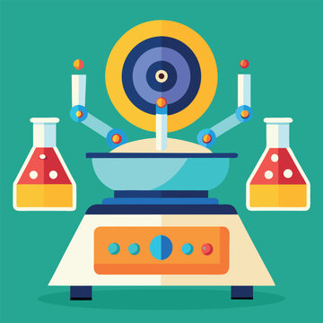 A centrifuge machine with test tubes spinning symbol. 