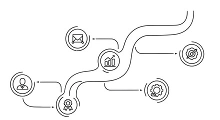 Obraz premium Flowchart diagram displaying process steps with text and icons on white background