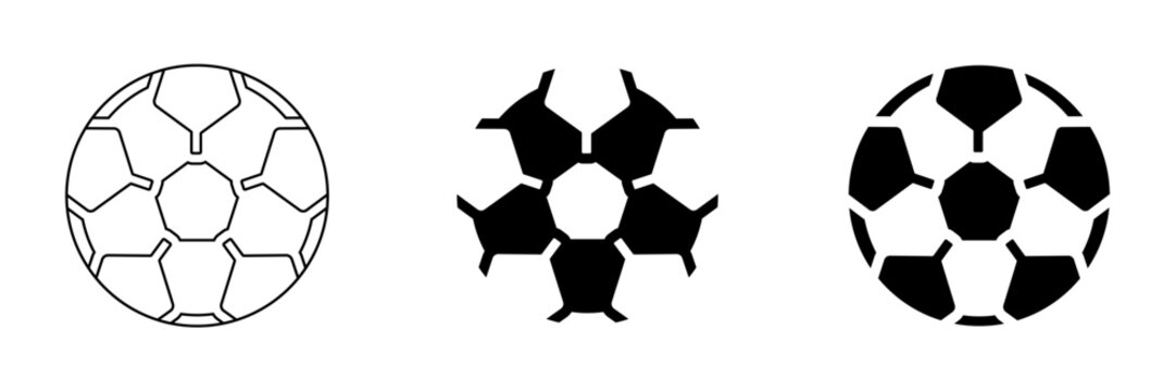 Soccer ball stencil vector icon set. Football silhouette and cutout design for laser cutting and print