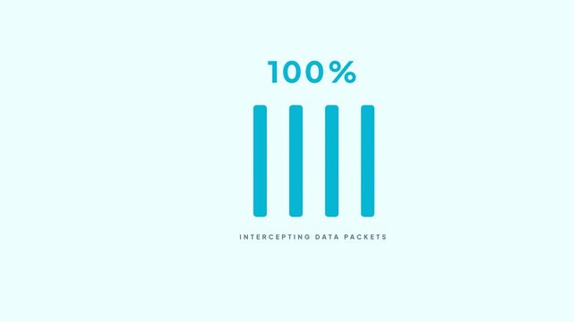 Cyber Security Data Interception Loading Bar with Percentage Counter Progress HUD on White Background Isolated for Tech Background