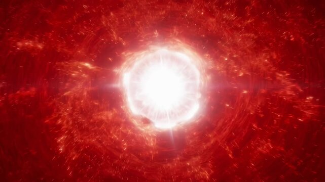 Intense Red Vortex with a Bright Central Light Source, Space Time Continuum