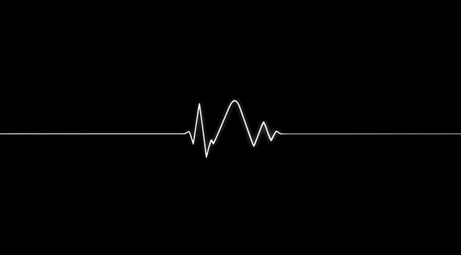 Minimalist electrocardiogram line graphic on black background.