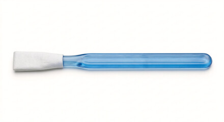 Fototapeta premium Studio photo of a cleaning swab. Features a blue translucent plastic handle and a white lint-free head. Isolated on a pure white background.