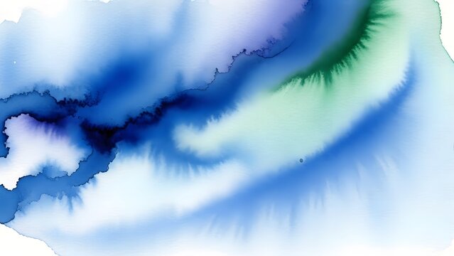 Creative fluid watercolor blue and green color mix abstract texture gradient background
