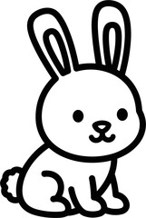 Fototapeta premium Cute Kawaii Bunny Rabbit Illustration - Simple Line Art